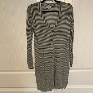 LOFT Ann Taylor Green White Button Down Top Dress size Small